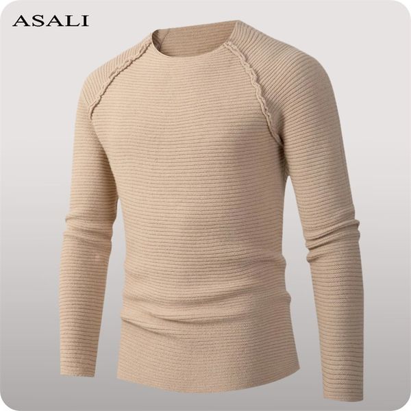 

mens sweaters autumn mens sweater knitting pullovers oneck knitwear men streetwear casual sweaters slim fit solid color sweater mens 220901, White;black