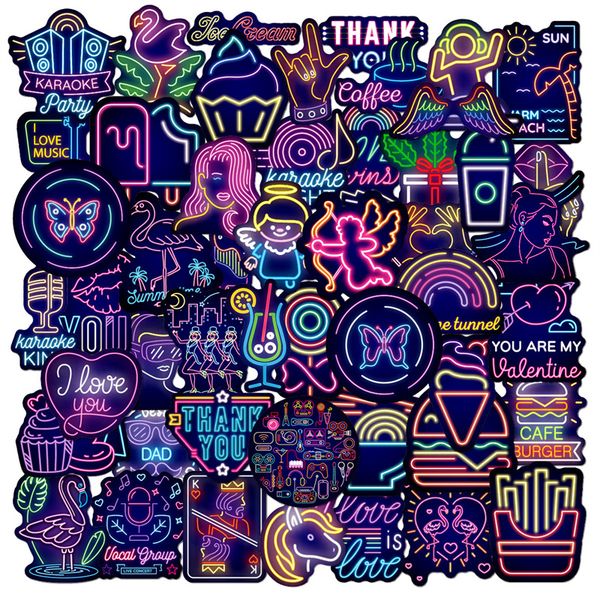 

50pcs personalized neon stickers pack for diy lapskateboard motorcycle decals