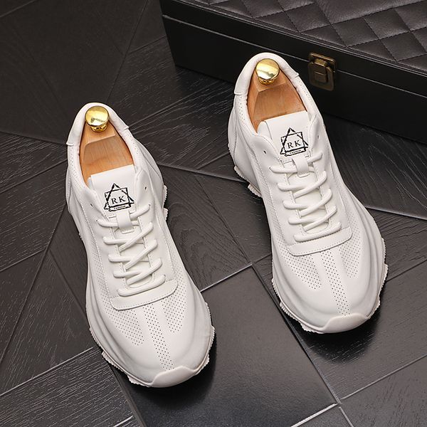 

spring autumn lace up wedding dress party shoes fashion breathable white leisure casual sneakers non-slip thick bottom business driving walk, Black