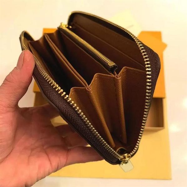 

2022 single zipper wallet the most stylish cards coins men leather purse card holder women designer wallet bags clutch handbag2889, Red;black