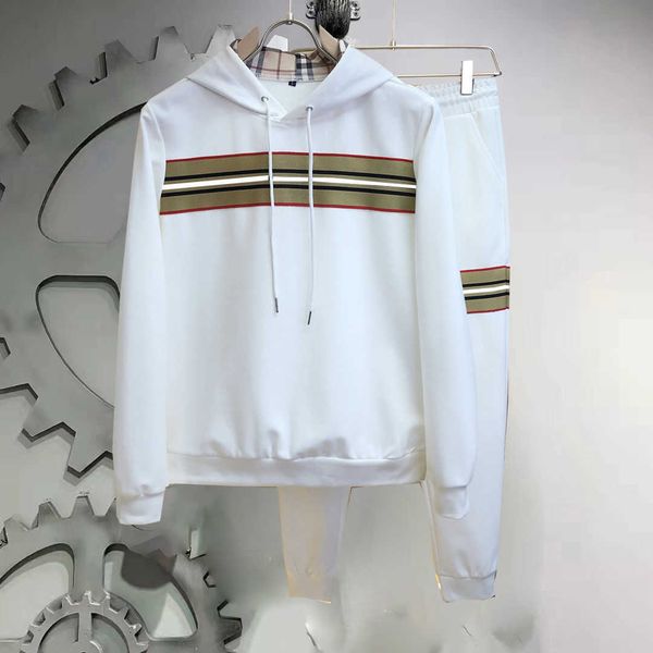 

men's tracksuit two-piece round neck hoodie pants luxury classic letter-check stitching fashion multi-style spring and autumn tracksuit, Gray