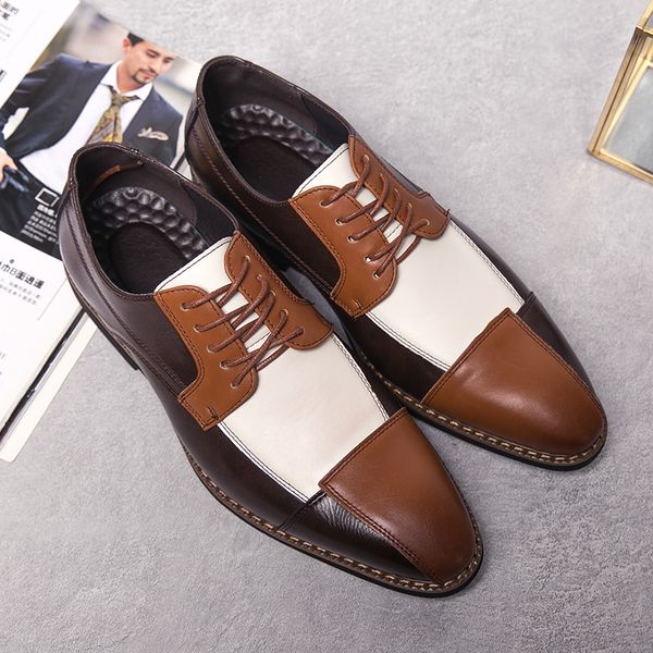 

Derby Shoes Men Shoes British Color-blocking PU Personality Pointed Toe Wing Tip Lacing Fashion Business Casual Party Daily AD093, Clear