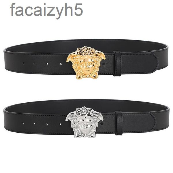 

belts designer copper buckle alloy medusa beauty head leather belt needle smooth pure leisure beltkxng, Black;brown