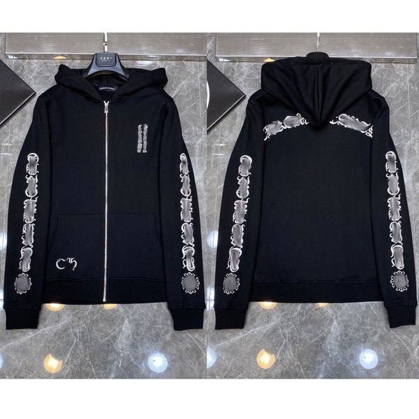 

men's luxury classic jackets fashion sweatshirts ch zipper hoodies women men pullover hooded designer horseshoe sanskrit sweater loose, Black;brown