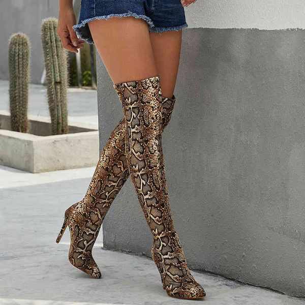 

boots new high heeled over the knee snake sharp fashion nightclub big size 35-42 220901, Black