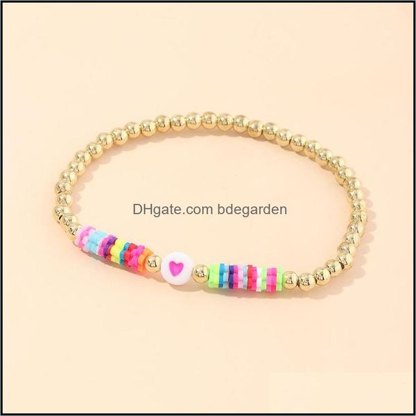 

beaded strands beaded strands bohemian african vinyl beads heishi bracelet for women couple paired gold heart polymer clay disc str dhbs7, Black