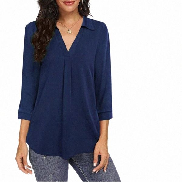 

women's blouses & shirts women's blouses & shirts fashion solid blouse shirt autumn loose lapel v-neck female women long sleeve b, White