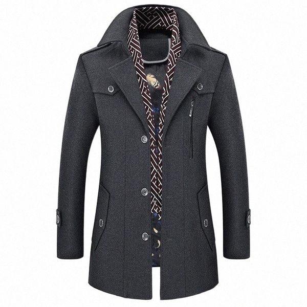 

men's wool & blends men's wool & blends coat men fashion winter man trench coats jackets for clothing jacket gray woolen b1ok#, Black