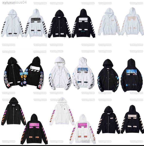 

designers hoodie hoodiedigner luxury off classic fisher watercolor graffiti print coupl of black white men and women zipper sweater hooded