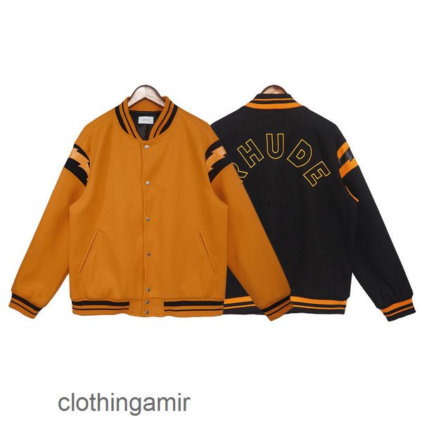 

skin fashion american jacket coat lightning rhude brand design men's women's autumn winter loose hip-hop jackets couple's woo, Black
