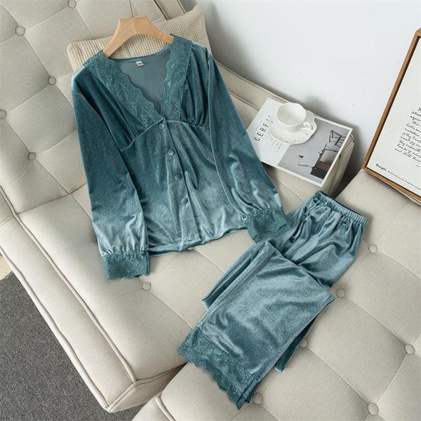 

gray casual sleep set spring womens sleepwear autumn home clothing women velour, Black;red