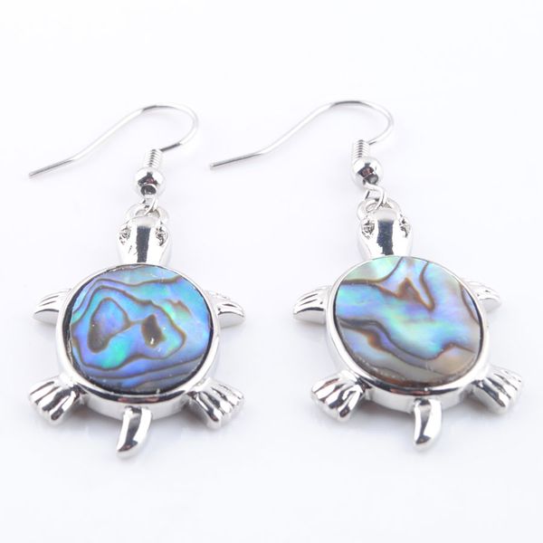 

new zealand natural abalone shell pearl dangle hook earrings dragonfly turtle owl animal colorful beads drop earring jewelry r3047, Silver