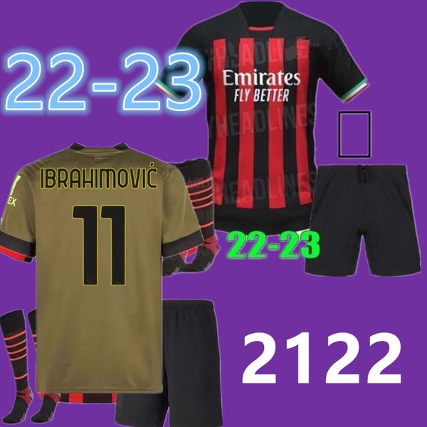 

22 23 ibrahimovic 21 22 soccer jersey ac milans giroud r. leao bennacer kessie romagnoli calhanoglu tonali rebic 2021 2022 football shirt ma, Black;yellow