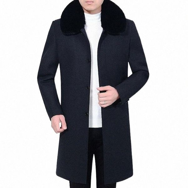 

men's wool & blends men's wool & blends autumn winter mens coat solid long sleeve woolen cloth jackets fleece men overcoat streetw, Black