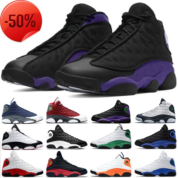 

boots jumpman 13 basketball shoes mens sneakers 13s reverse bred gold glitter court purple dark powder blue sports shoe size 40-47, Black