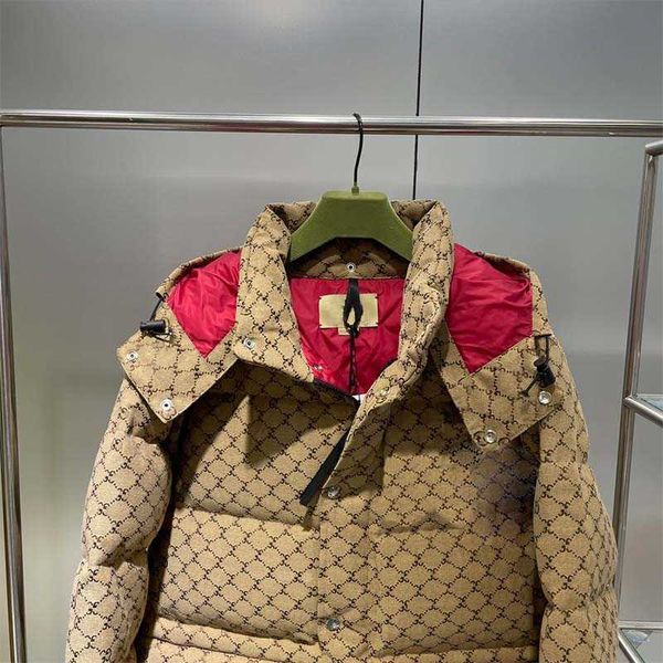 

mens winter puffer jackets womens full print down coat man long style parka jacket 2022 trendy hooded coats embroidery pattern, Black