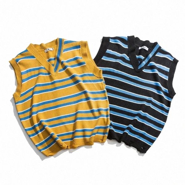 

men's vests men's vests pullovers sweaters sleeveless vest vintage leopart printing streetwear oversized harajuku v-neck knitwear, Black;white
