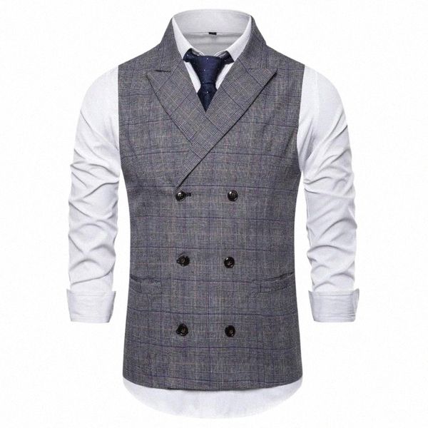 

men's vests men's vests england style vest men 2021 casual slim fit double breasted business male grid v neck colete masculino hom, Black;white