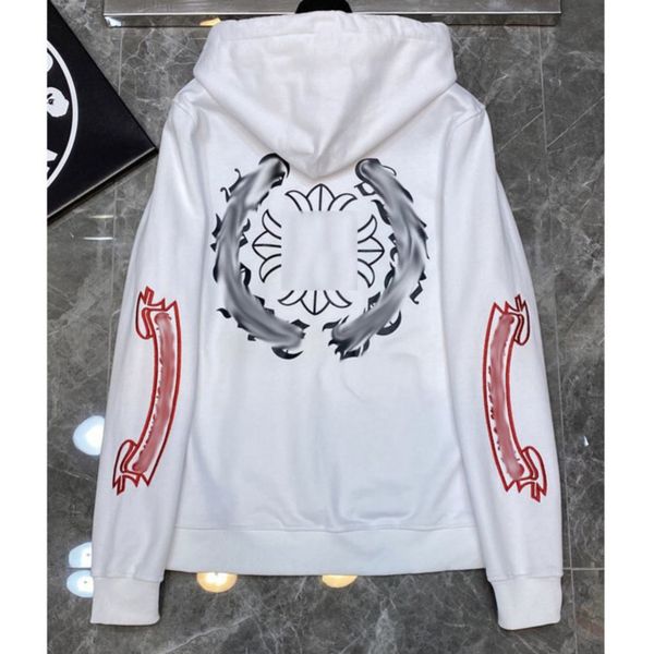 

fashion men's luxury sweatshirts classic ch hoodie hooded designer horseshoe sanskrit loose zipper jacket pullover coat women sweatshi, Black