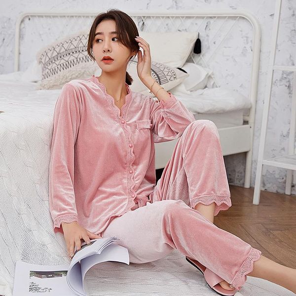 

pink v-neck pajamas sleepwear suit women home clothing intimate lingerie, Black;red