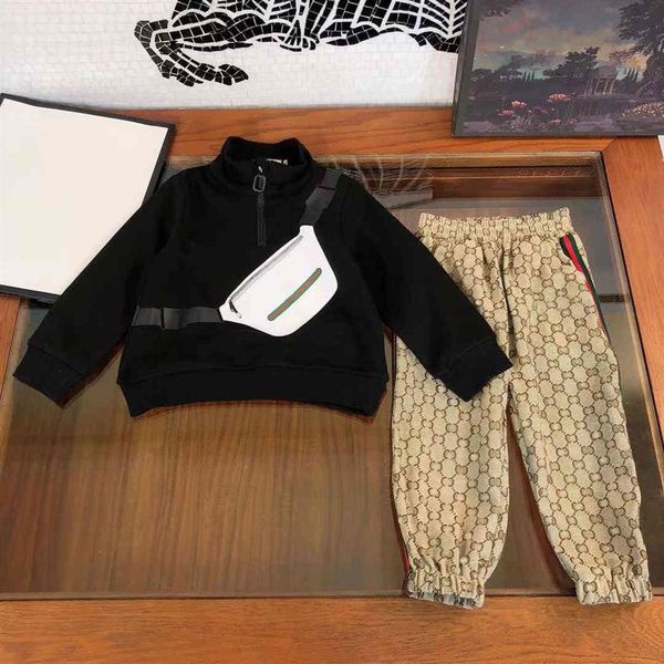 

2021ss kid set clothes children sport suit desinger brand boys hoodies pants 2 piece suits long sleeve cotton 55h, White