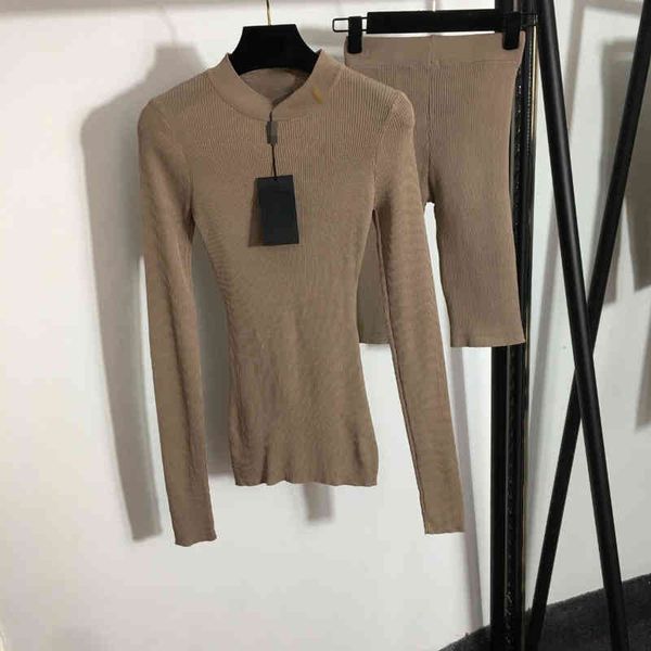 

brand women's tracksuits y home 2022 early spring new knitted yoga suit metal decoration high elastic tight stand collar long sleeve, Gray