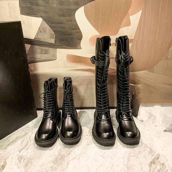 

2022 designer boots ladies autumn and winter long short boots classic strappy zipper rubber sole wear-resistant non-slip, Black