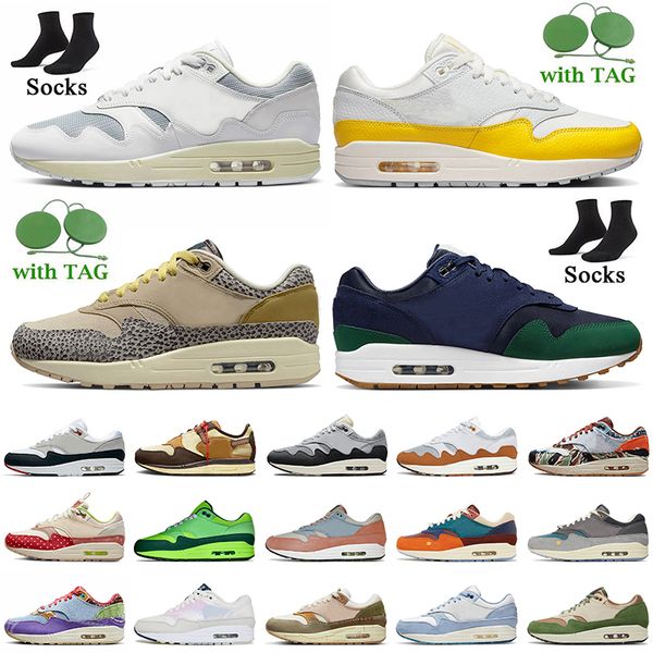 

2022 women mens max 1 og running shoes new amax 1s patta white black tour yellow safari cobblestone cactus jack 87 sneakers wabi sabi obsidi
