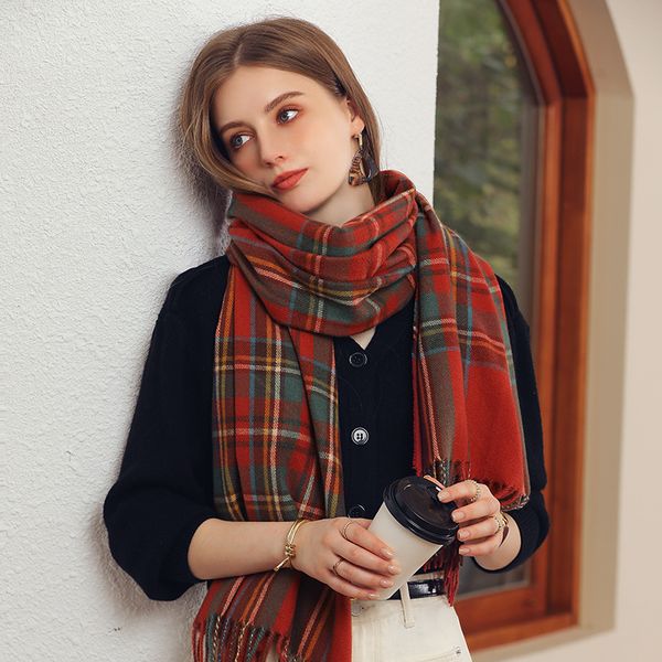 

designer scarves high shawl long neck scarfs cashmere scarf winter women and men quality fashion classic pashmina plaid printed size 65x185c, Blue;gray