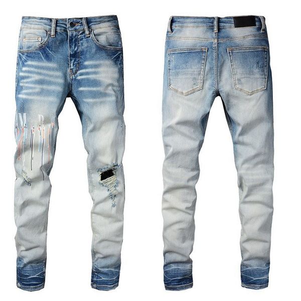 

european american mens tactical pants designer ripped jeans hip-hop amirs men high street fashion fashion brand cycling motorcycle embroider, Black;green