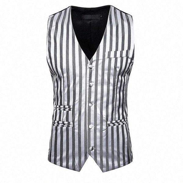 

men's vests men's vests classic party wedding vest streetwear fashion striped business office sleeveless formal suit jacket us siz, Black;white