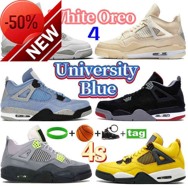 

boots white oreo university blue xsail 4s 4 basketball shoes guava ice noir bred sp taupe haze neon metallic purple sneakers men women, Black