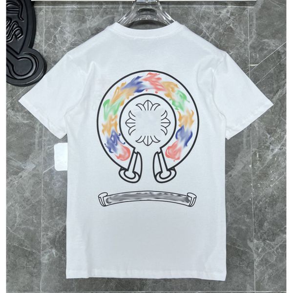 

classic men's luxury t shirts brand ch man t-shirt summer women cross sanskrit tees letter designer tshirts boy loose round neck shirt, White;black