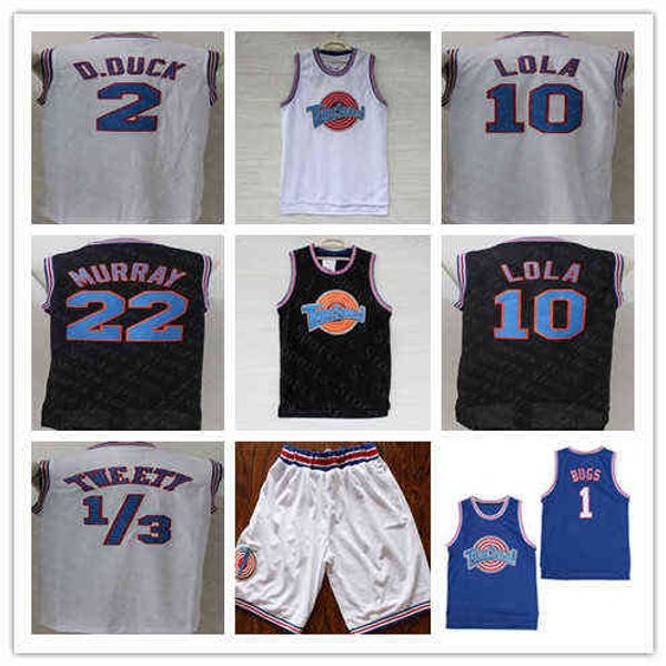 

men's t shirt space jam jersey 1 bugs 23 michael 2 daffy duck 10 lola bunny taz 1 3 tweety 22 bill murray curry white black m