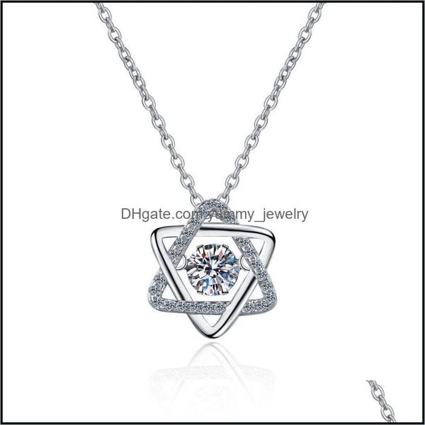 

chains chains 0.5 ct moissanite pendant necklace pass diamond test perfect cut 925 sterling sier double triangle cocktai yummyjewelry dhovr, Silver