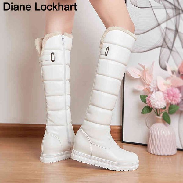 

boots new winter waterproof platform women comfy flat heel warm plush snow woman fashion womens thigh high 41 42 220901, Black