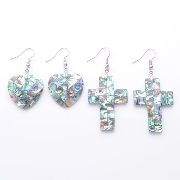 

natural dangle hook earrings paua abalone shell bead pendant new zealand olivary earring women hanging jewelry br351, Silver