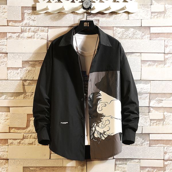 

men s casual shirts fashion black long sleeve mens harajuku oversized button up blouses 5xl 220901, White;black