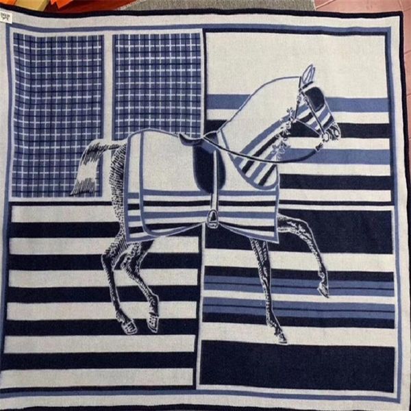 

winter blanket soft thick throw wool scarf good quality blue horse pattern fashion blanket big size thick scarf2520