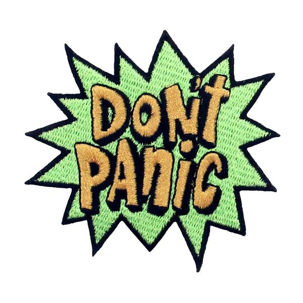 

don't panic sewing notions embroidery patches cartoon letters iron on for clothing shirts bag custom patch, Black