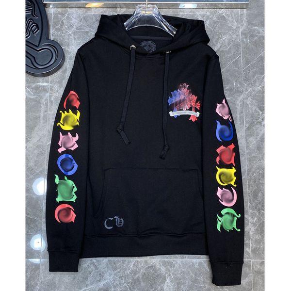 

luxury fashion men's sweatshirts classic ch zipper hoodies women men loose pullover hooded designer horseshoe sanskrit hoodie sweater j, Black