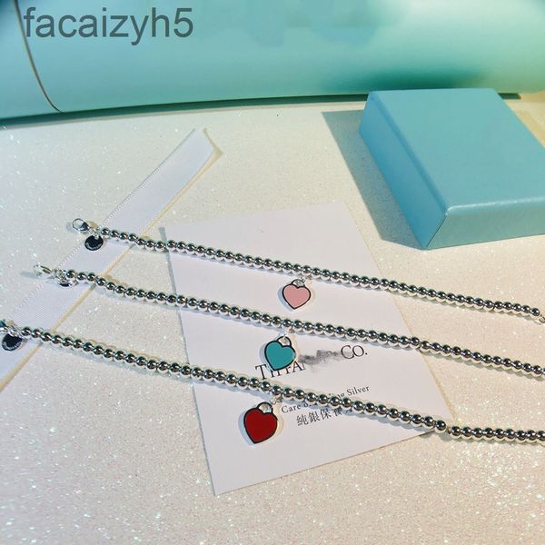 

bangle designer t home s925 sterling silver love bracelet women's enamel powder buddha beads round tricolor valentine's day giftso, Black