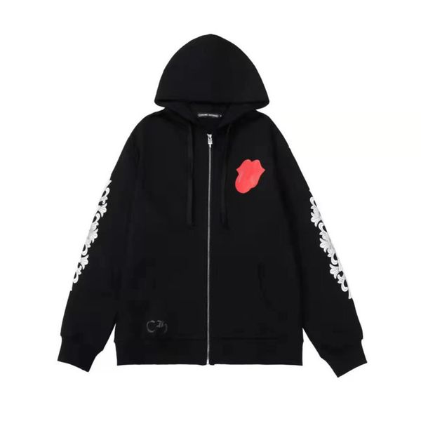 

men's luxury fashion sweatshirts classic ch zipper hoodies women men loose pullover hooded designer horseshoe sanskrit hoodie sweater j, Black