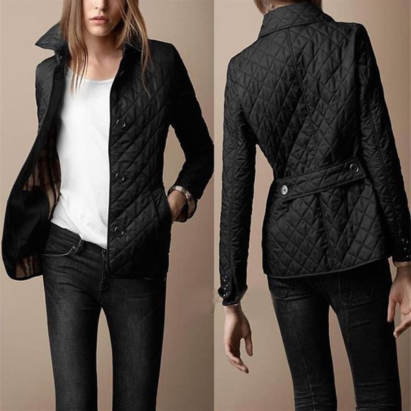 

new classic womens jacket winter autumn fashion cotton slim jacket british plaid shirt lapel single breasted quilt261k, Black;brown