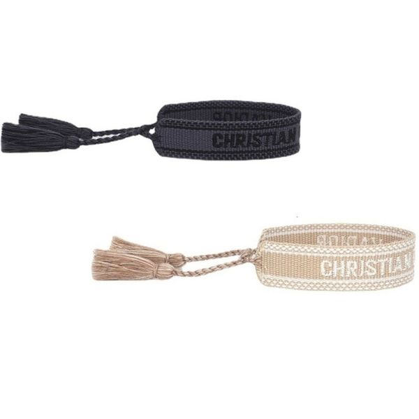 

brand fashion classic bangles bracelets luxury women men handmade signature embroidered woven tassel adjustable bracelet jewelry friendship, Black