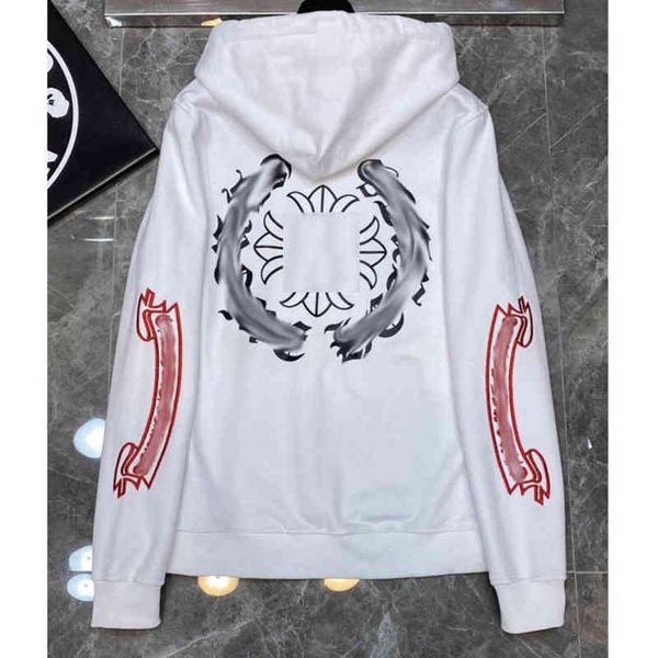 

fashion men's luxury sweatshirts classic ch brand hoodie hooded designer horseshoe sanskrit loose zipper jacket pullover coat women sw, Black