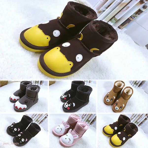 

2023 kids snow boots designer snowshoes sneakers black chestnut purple pink navy grey classic cartoon animal boot boys girls booties winter