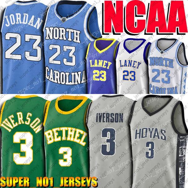 

ncaa north carolina 23 michael jersey tar heel jersey allen 3 iverson jersey college basketball laney high school jerseys 420, Black