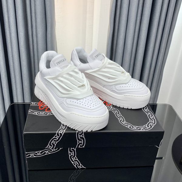 

designer shoe outdoor mountaineering platform shoes sneakers genuine trainers flying boat casual shoes cowhide trendy box no410, Black