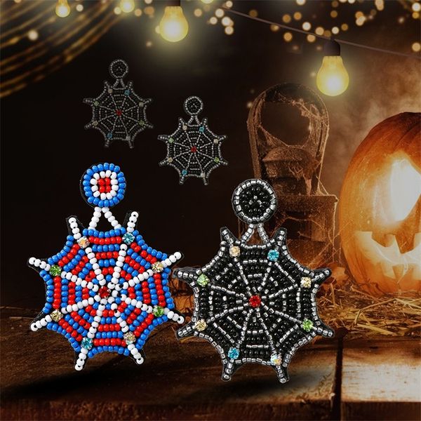 

dangle chandelier dvacaman handmade beaded with spider web earrings for women girls lightweight halloween jewelry party gifts wholesale 2209, Silver